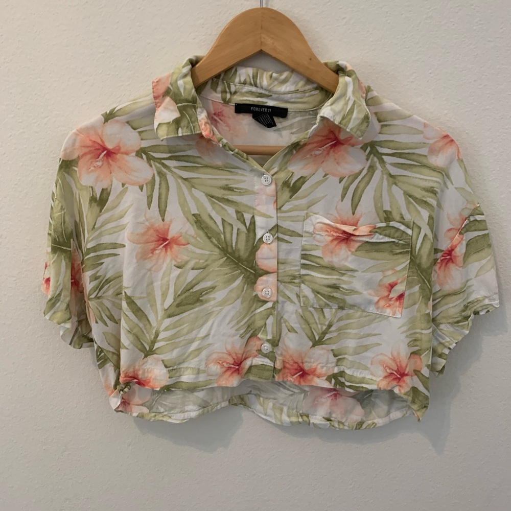 Forever 21 Crop Top Button Up